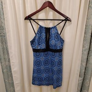 Blue Halter Dress Style One Piece Swimsuit